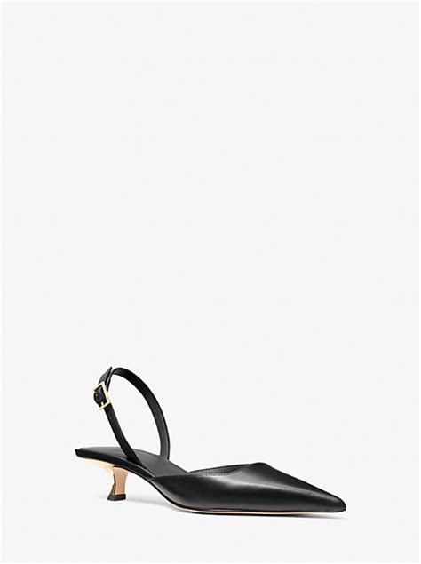 lord and taylor michael kors black slingback kitten heels|Michael Kors Luna Leather Kitten Heel Slingback Pumps .